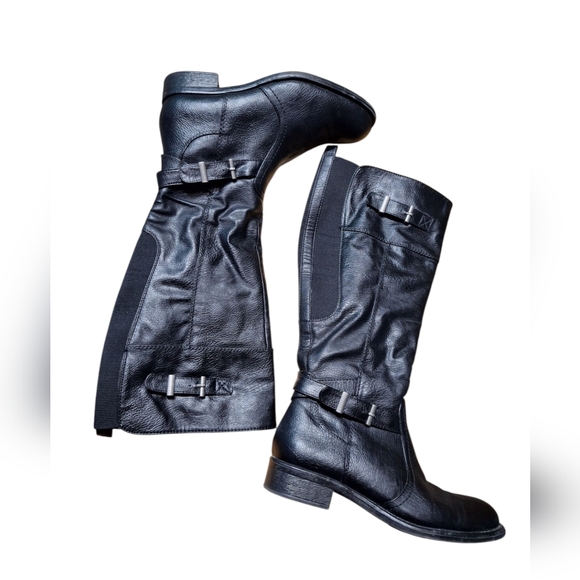 Shoes - black knee-high boots with elastic